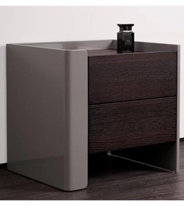 Wooden Edge bedside table by Daya Worldwide featuring a sleek, modern design with a single drawer and open shelf.
