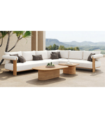 Daya Worldwide Terra Coast outdoor L-shaped sofa set with plush cushions and modern design, ideal for patio or garden seating.