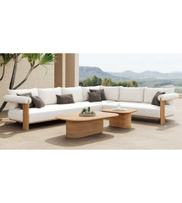 Daya Worldwide Terra Coast outdoor L-shaped sofa set with plush cushions and modern design, ideal for patio or garden seating.
