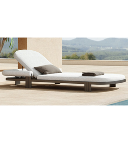 Outdoor sun lounger from Daya Worldwide outdoor set, featuring cushioned seating and adjustable backrest for relaxation.