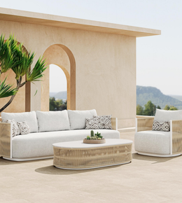 Outdoor lounge collection by Daya Worldwide featuring stylish outdoor furniture and decor for relaxing outdoor spaces.