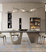 Modern Aura Sculpt Dining Table by Daya Worldwide featuring a sleek, sculpted wooden design with a spacious surface for dining.
