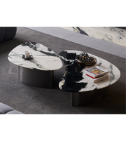 Elegant sculptural marble coffee table with a modern design, featuring smooth curves and a polished surface by Daya Worldwide.