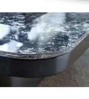 Black marble top coffee table set by Daya Worldwide, modern design with sleek legs, perfect for contemporary living rooms.