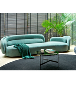 Daya Worldwide Aura Curve sofa with sleek, modern design and plush cushions in a stylish living room setting