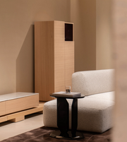 Daya Worldwide HexaForm accent bedside table with geometric design, featuring a smooth surface and sturdy legs for modern bedroom decor.
