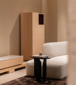 Daya Worldwide HexaForm accent bedside table with geometric design, featuring a smooth surface and sturdy legs for modern bedroom decor.