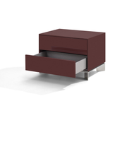 Daya Worldwide Arc Wrap bedside table with a smooth rounded design and wooden finish, ideal for modern bedroom decor.