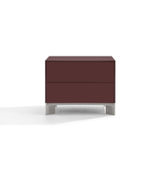 Daya Worldwide Arc Wrap bedside table with a sleek curved design, wood finish, and a minimalist tabletop for bedroom decor.