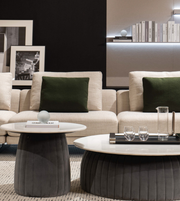 Marble Luna Fluted Coffee Table by Daya Worldwide, featuring a round design with fluted marble surface and sleek base.
