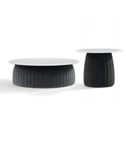 Marble coffee table with fluted base, featuring a round top, by Daya Worldwide, modern design for living room decor.