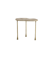 Set of two Aurelia handcrafted bronze side tables by Daya Worldwide, featuring a sleek, modern design with smooth bronze surfaces.