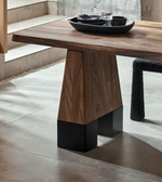 Modern Terra Edge Dining Table by Daya Worldwide featuring a sleek wooden surface and sturdy metal legs.