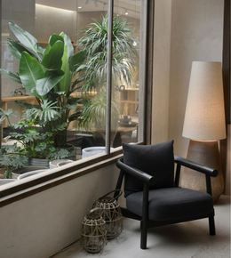 Daya Worldwide Noir Frame accent chair with black upholstery and sleek modern design, ideal for living room or office decor.