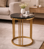 Daya Worldwide Regal Aura side table with a sleek modern design, featuring a round top and sturdy base in a stylish finish.