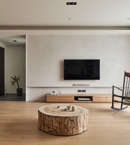 Modern Log Coffee Table by Daya Worldwide featuring a natural wood finish and sturdy rectangular design.
