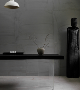 Live edge dining table by Daya Worldwide featuring natural wood finish and sturdy legs, ideal for modern dining rooms.