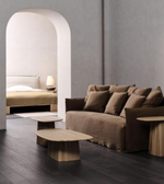 Sienna Lounge Sofa by Daya Worldwide featuring a modern, plush fabric design with wide armrests and a comfortable seating area.