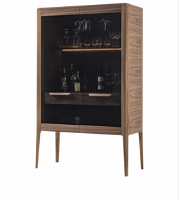 Daya Worldwide Arden display cabinet bar unit with glass doors and wood finish, ideal for stylish home bar or display area.