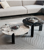 Daya Worldwide marble coffee table set with two round tables featuring white marble tops and sleek metal legs.