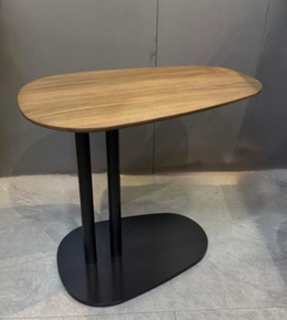Daya Worldwide Zenith Side Table with sleek wooden top and modern metal legs, ideal for living room or bedroom decor.