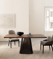 Daya Worldwide Kiro Dining Table with a sleek wooden surface and modern design, set against a minimalist background.