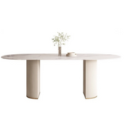 Oval dining table by Daya Worldwide featuring a sleek wooden surface and sturdy legs, ideal for modern dining rooms.