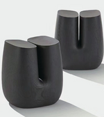 Pair of black curve side tables from Daya Worldwide, featuring sleek, modern design perfect for living room or bedroom decor.