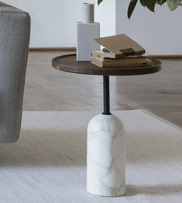 Wood marble side table by Daya Worldwide, featuring a sleek design with a marble top and wooden legs for modern decor.