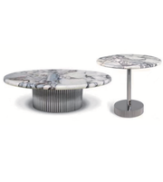 Marble top coffee and side table set by Daya Worldwide, modern design with sleek marble surfaces and contemporary legs.