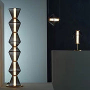 Contemporary geometric floor lamp with vertical LED light strip