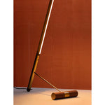 Integrated LED strip detail on modern leaning floor lamp