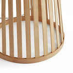 Base detail of bamboo floor lamp with natural finish