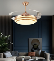 Ceiling fan light fixture in a modern living room setting