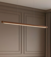 Modern pendant light fixture hanging above a neutral-colored wall.