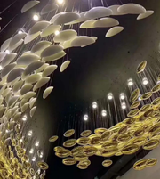 Luxury chandelier with white and gold elements