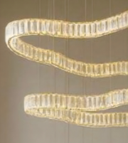 Modern chandelier with spiral design on a neutral background