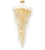 Chandelier with a gold and white design on a white background