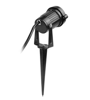 Black outdoor spotlight with spike on a white background