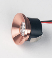 Copper-finished light fixture on a white background