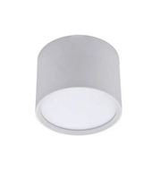 Cylindrical ceiling light fixture with white shade on a white background