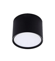 Black cylindrical light fixture on a white background