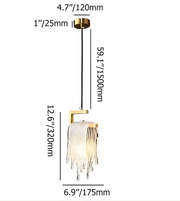 Measurement chart of a pendant light with dimensions labeled in millimeters.