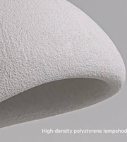 Close-up of a high-density polystyrene lampshade on a gray background