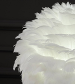 Close-up of white feather lampshade texture