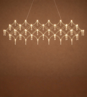 Rectangular crystal chandelier from the Aurora Linear collection by Daya Worldwide, featuring sparkling crystal accents and modern design.