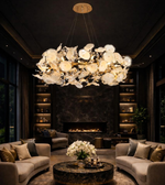 Elegant floral chandelier by Daya Worldwide featuring intricate artistic design and hanging crystal accents for luxurious decor.