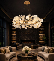 Elegant floral chandelier by Daya Worldwide featuring intricate artistic design and hanging crystal accents for luxurious decor.