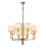 Royal linen shade chain chandelier by Daya Worldwide featuring elegant fabric shades and a stylish hanging chain design.