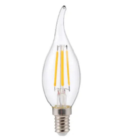 Clear LED light bulb with a white background